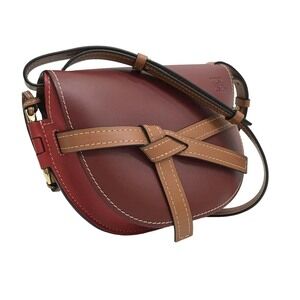 Loewe Gate Bag Crossbody Red Wine Flap Open Pocket